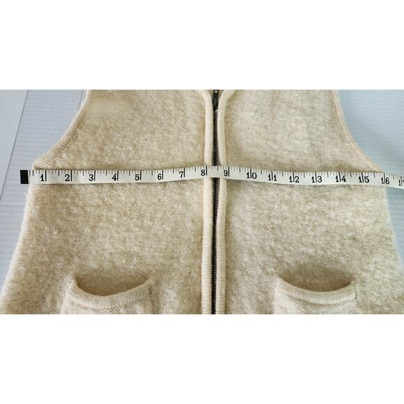 Vtg Van Heusen Cream 100% Wool Sleeveless Sweater Vest with Zipper, Pockets W M - Picture 4 of 7